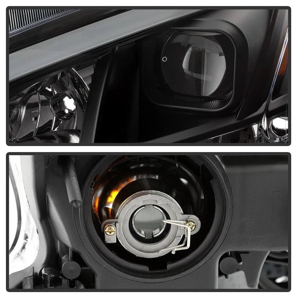 Black For 2009-2014 Maxima Square Projector Headlights w/DRL LED Light Tube sets