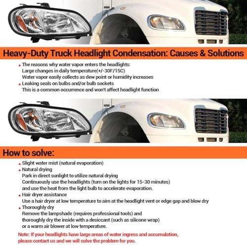 Headlight Assembly Compatible with 2004-2013 Freightliner M2 106 M2 112, Pair