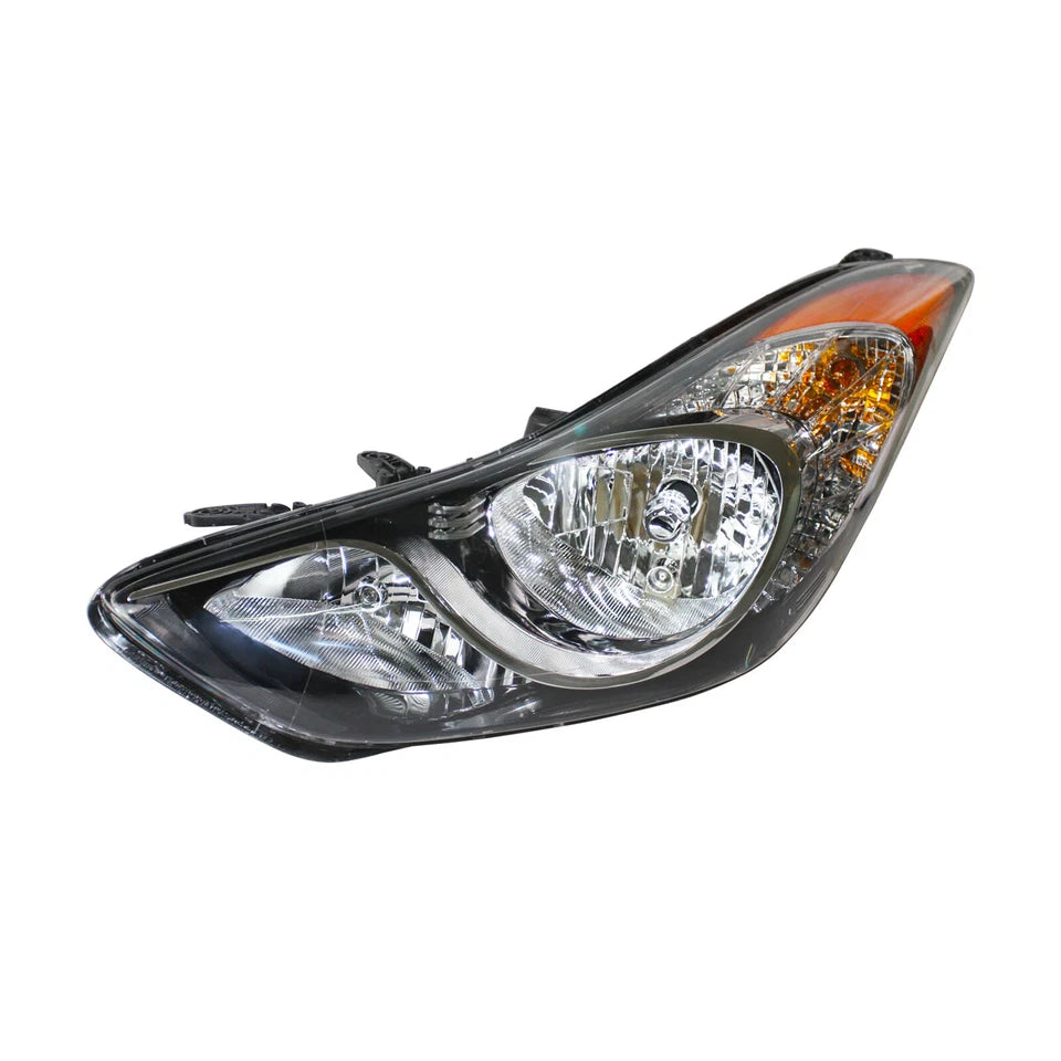 For 2011-2013 Hyundai Elantra Chrome Halogen Headlights Assembly Pair w/Bulbs