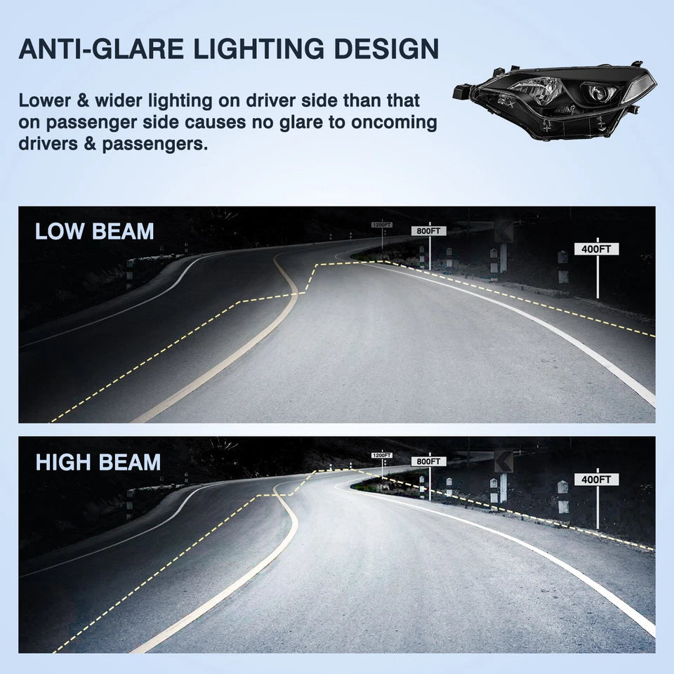 Black Headlights For 2014 2015 2016 Toyota Corolla C L LE Headlamps 14-16 w/Bulb