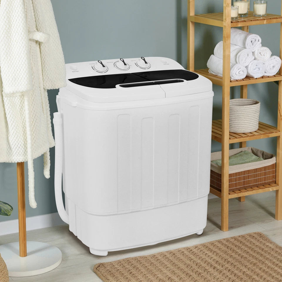 Portable Washing Machine Mini Twin Tub 13lbs Laundry Compact Washer and Dryer
