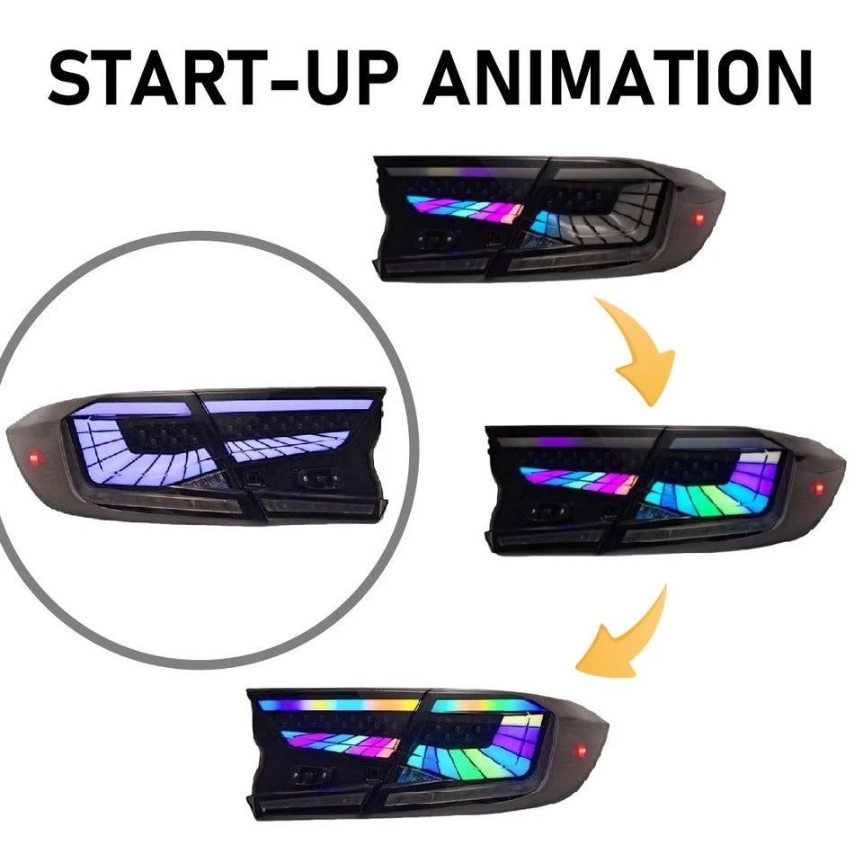 Fits 2018-2022 10th Gen Honda Accord Sedan RGB LED Tail Lights Smoked Assembly