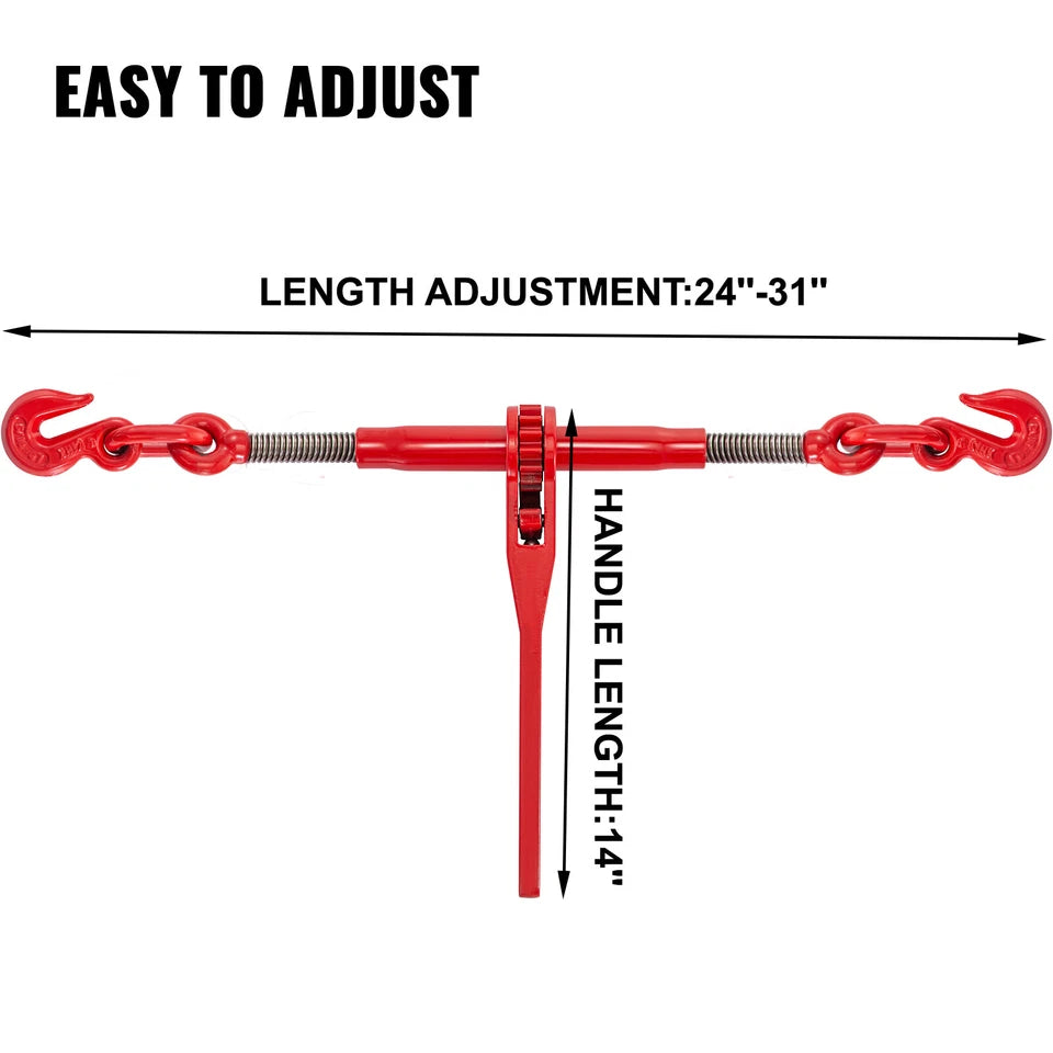 5/16"-3/8" Chain Load Binder Ratchet 6600lbs WLL Chain Hook Tie Down 2PCS