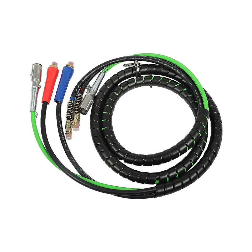 15FT 3-in-1 Wrap Set Air Line Hose（ w/Accessorie） For Semi Truck Trailer