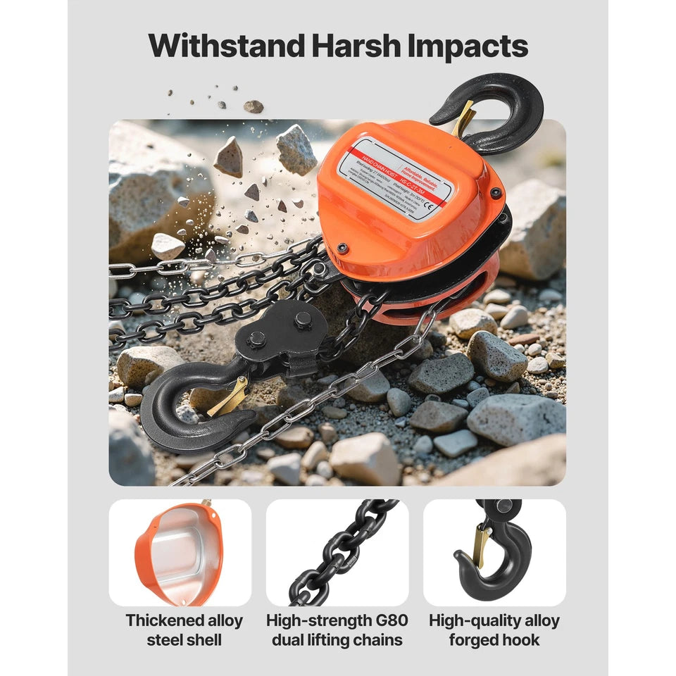 Uimoso Manual Chain Hoist 2T/4400 lbs 10 ft Lift with Durable G80 Chain