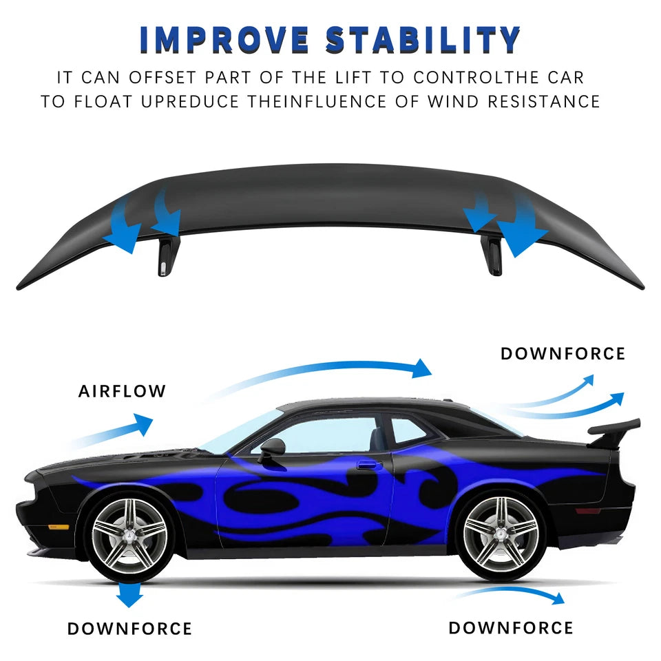 46" GT Style Gloss Black Rear Trunk Spoiler Wing For Honda Civic SI Coupe Sedan