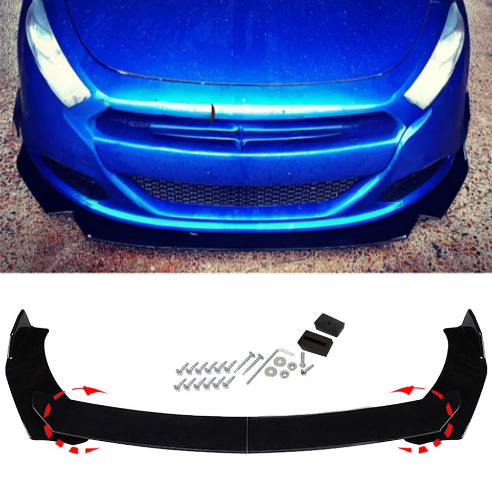 For Hyundai Elantra Black Front Bumper Lip Spoiler Splitter+Side Skirt+Rear Lip