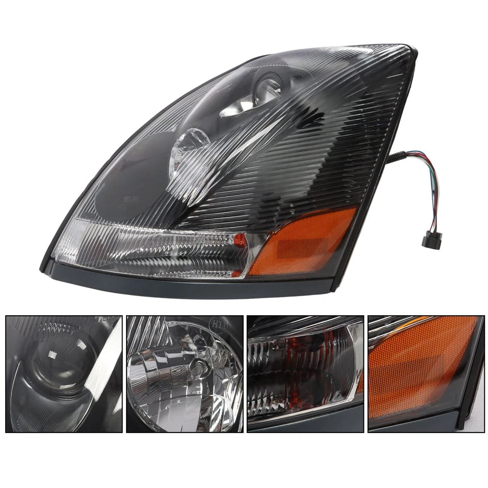 Halogen Headlight Set Pair For Volvo VNL 2004-2017 Semi Truck Black Projector