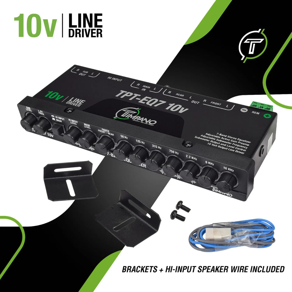 Timpano TPT-EQ7 10V 7 Band Graphic Car Audio Equalizer 6-Channel RCA Output