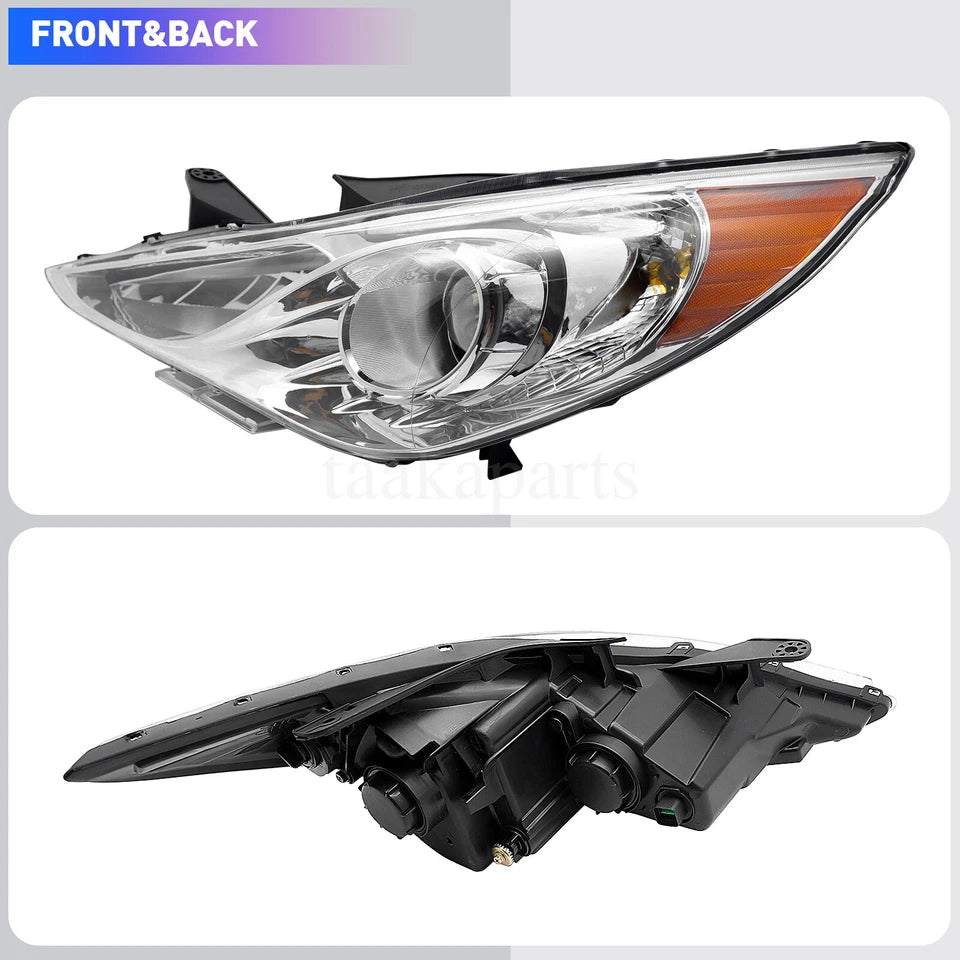 For 2011 2012 2013 2014 Hyundai Sonata New Projector Headlights Chrome Housing