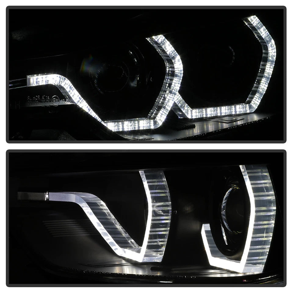 Black Smoke 2012-2015 BMW F30 328i 335i Sedan LED 3D DRL 2 Projector Headlights