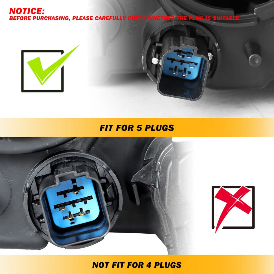 For Ford Edge 2011-2014 Projector Headlights Lamps Left+Right 5 Plugs w/Bulbs