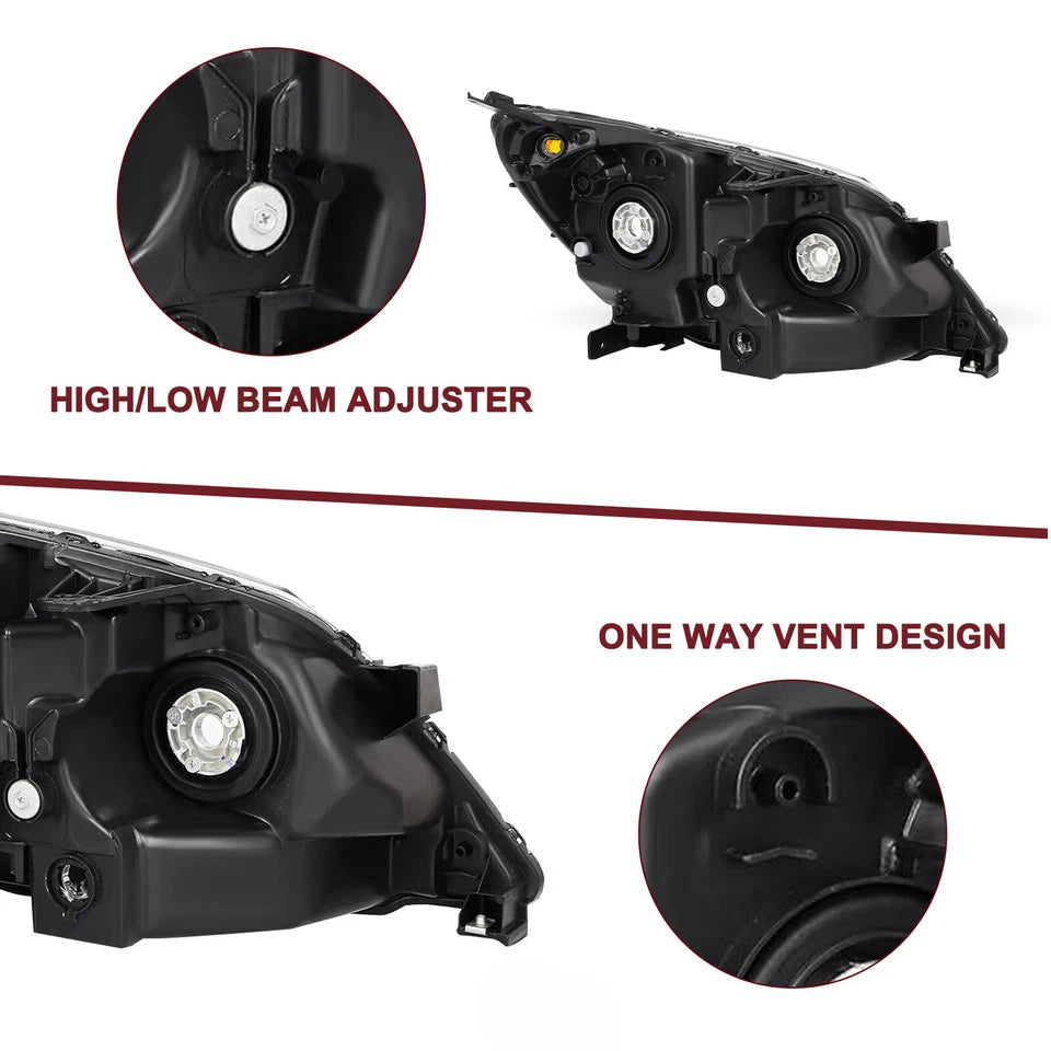 For 2005-2010 Honda Odyssey Chrome Housing Amber Corner Headlights Assembly Pair