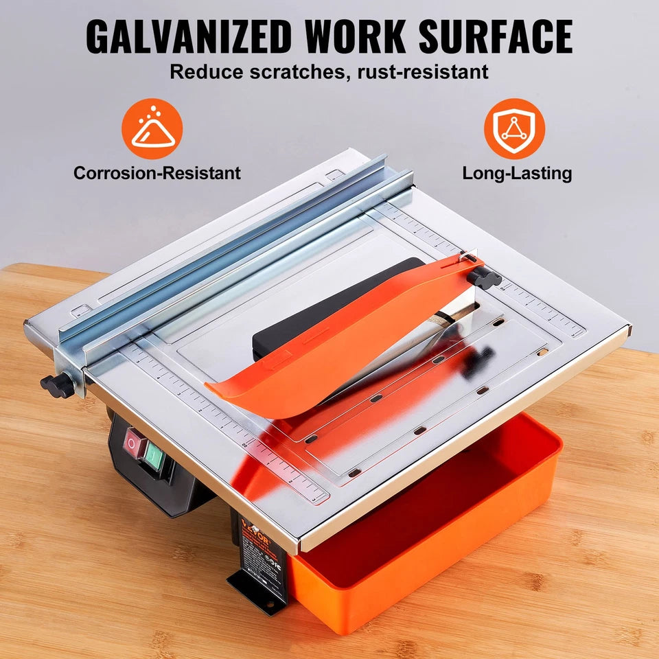 Wet Tile Saw Tile Cutter 7-inch 65Mn Steel Blade 3500 RPM Induction Motor