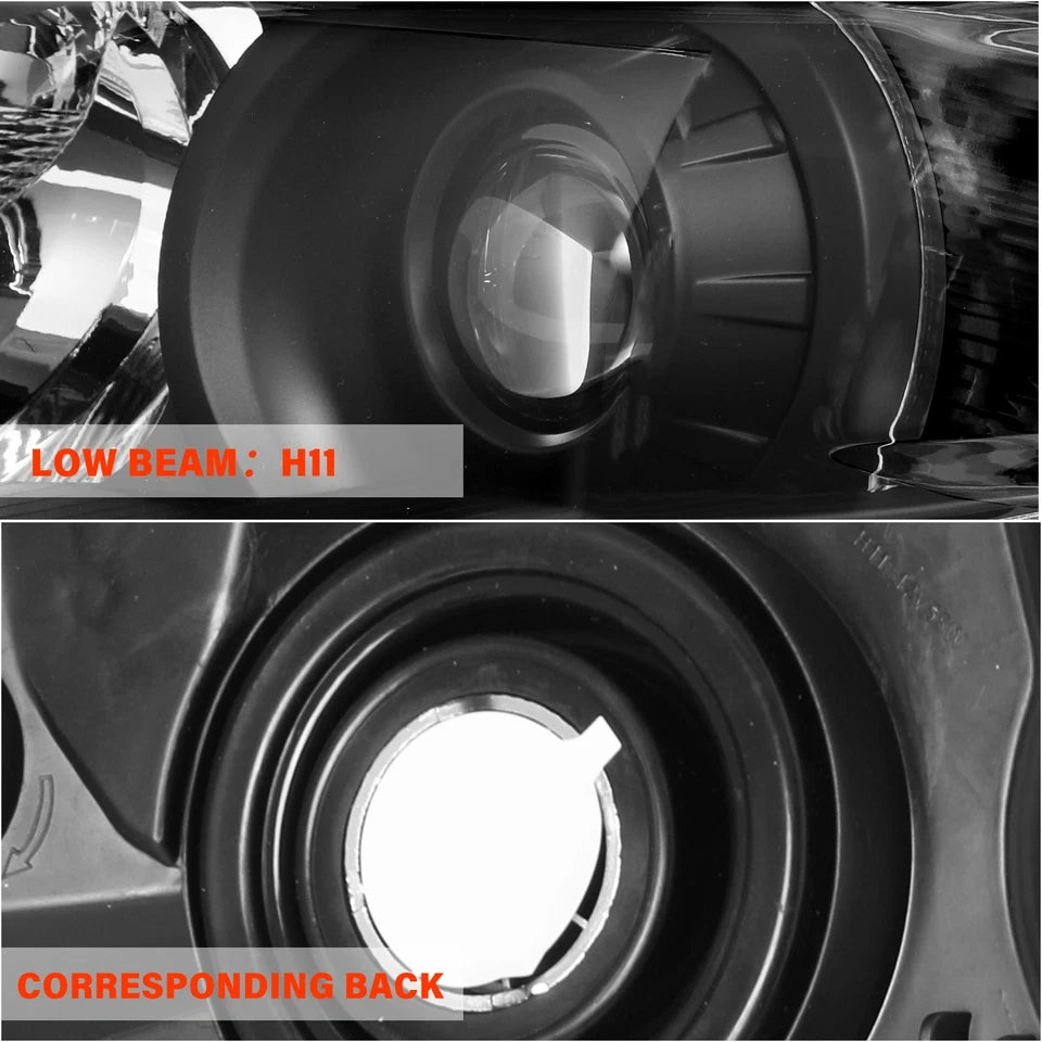 For 2011-2020 Toyota Sienna Halogen Projector Black Amber Headlights Lamps Pair
