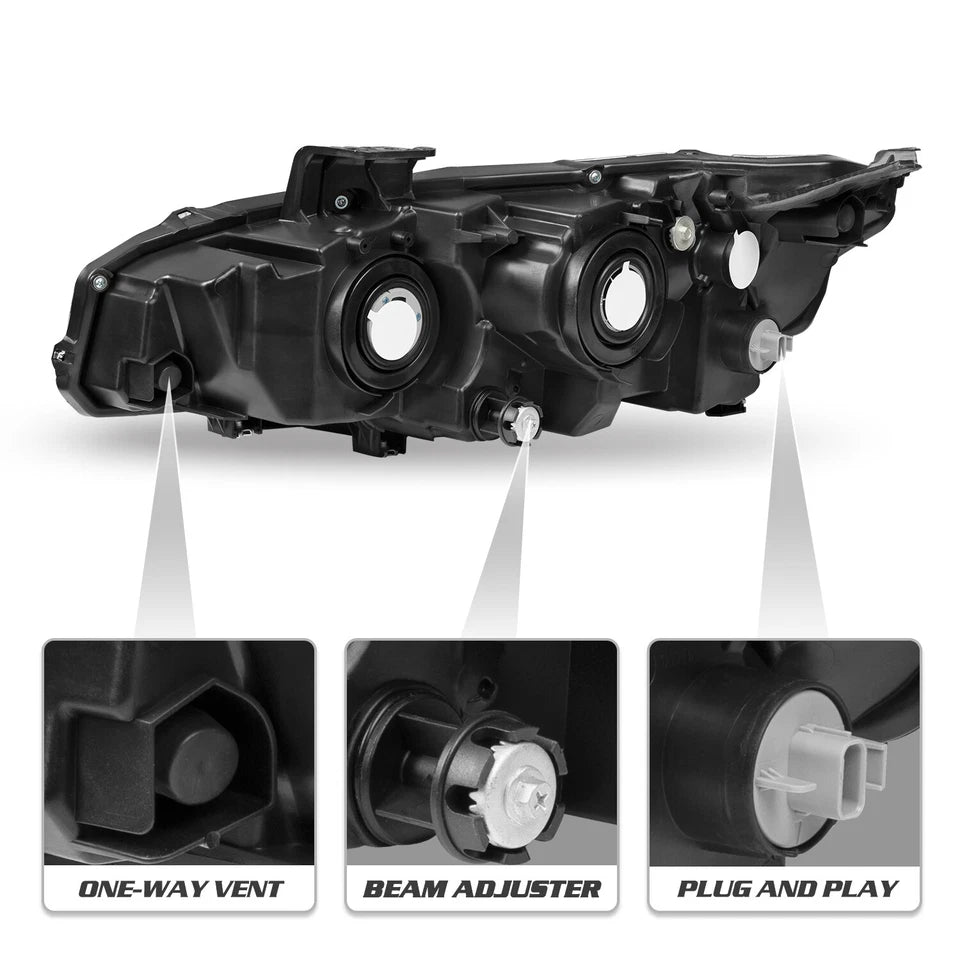 For 2016-2021 Honda Civic LED DRL Black Projector Headlights Assembly Lamps Pair