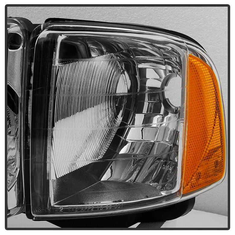Chrome 1999 2000 2001 Dodge Ram 1500 Pickup Sport Headlights w/ Corner Lights