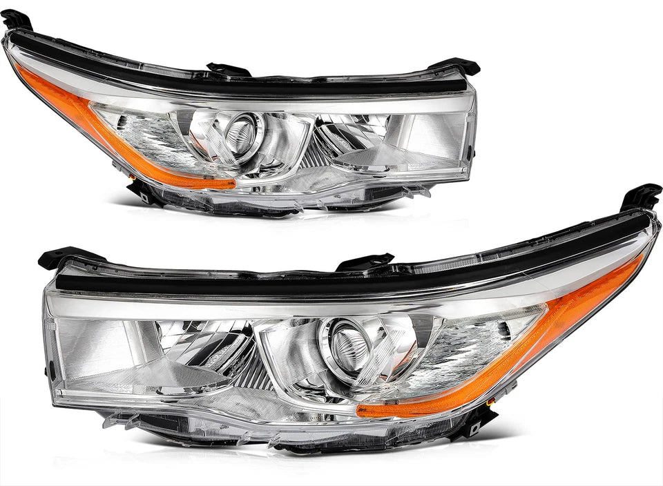 Headlights Assembly Left+Right For 2016-2014 Toyota Highlander Chrome Housing