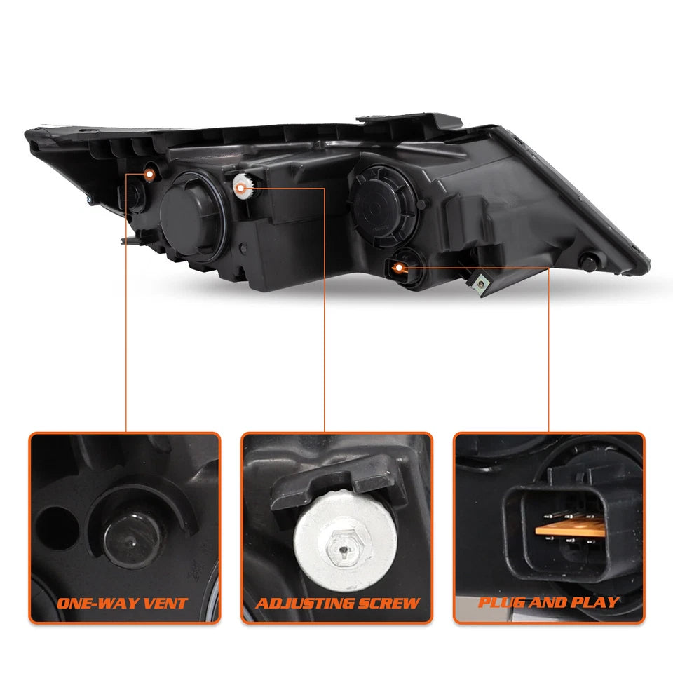 For 2011 2012 2013 Kia Sorento Halogen Black Amber L+R Pairs Headlight
