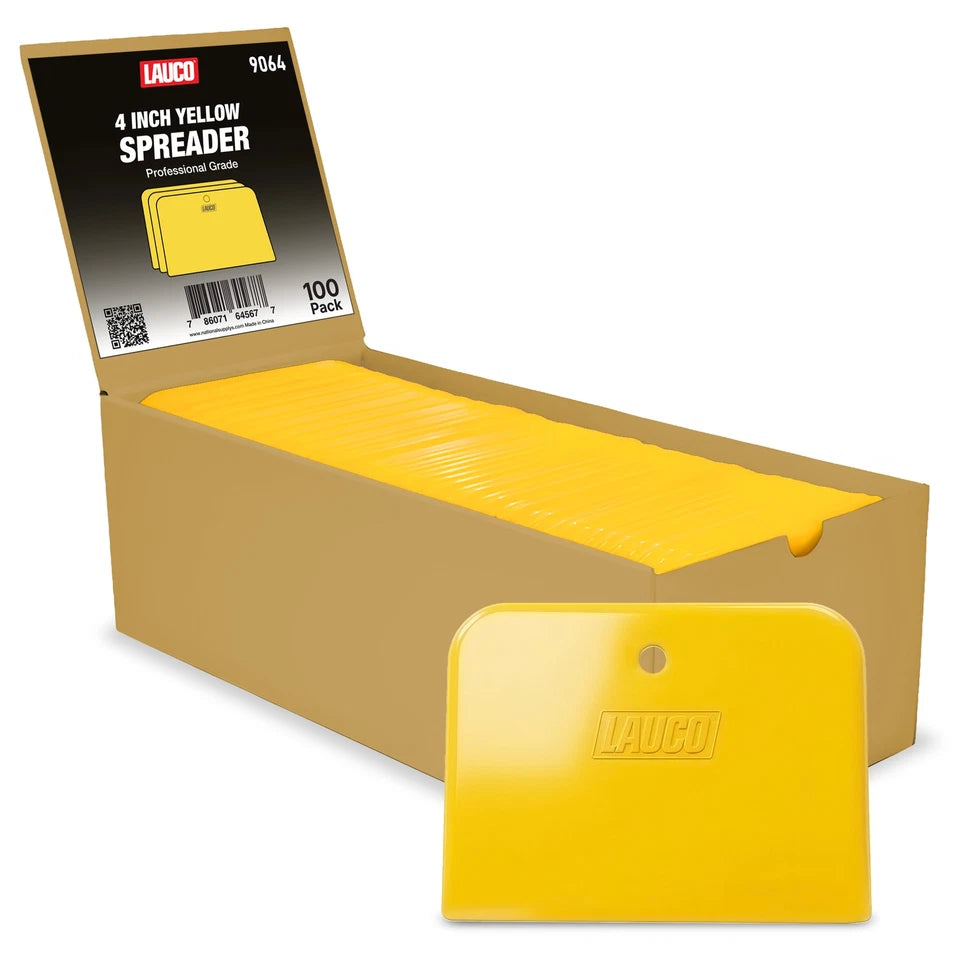 4" Reusable Yellow Plastic Spreaders (100-Pack) for Auto Body Filler - (9064)