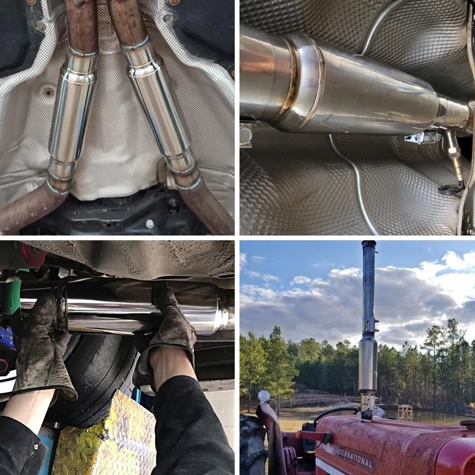 3" Exhaust Resonator, 16" Long Universal Muffler, Deep Tone, Reduce Engine Noise