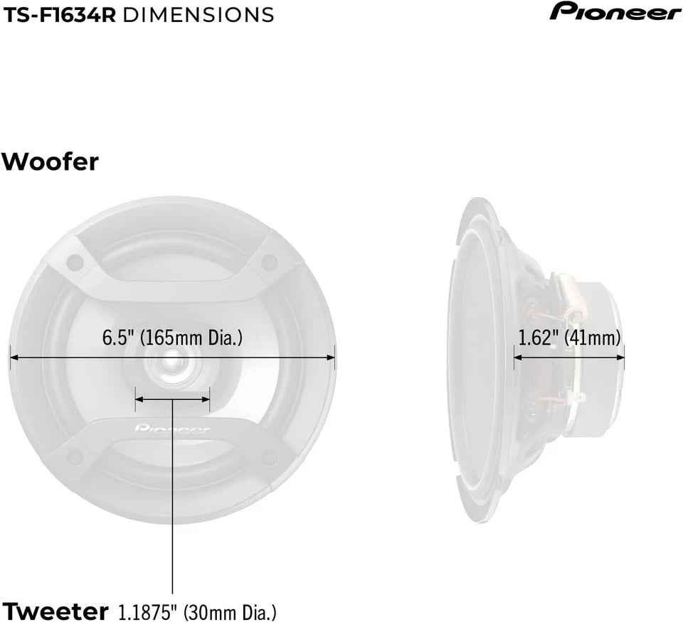 Pioneer TS-F1634R 6.5" 2-way Car Audio Coaxial Speakers 200 watts each