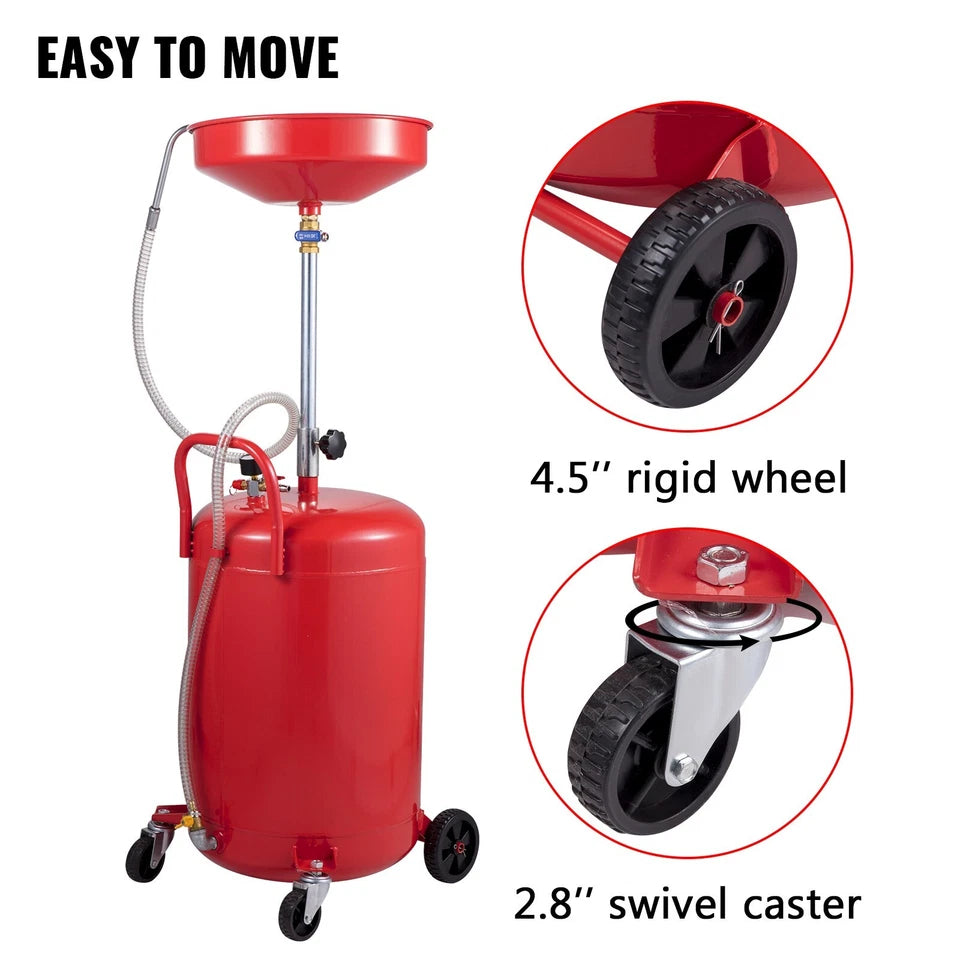 Waste Oil Drain Tank Portable Oil Drain 20 Gallon Air Operate Drainer