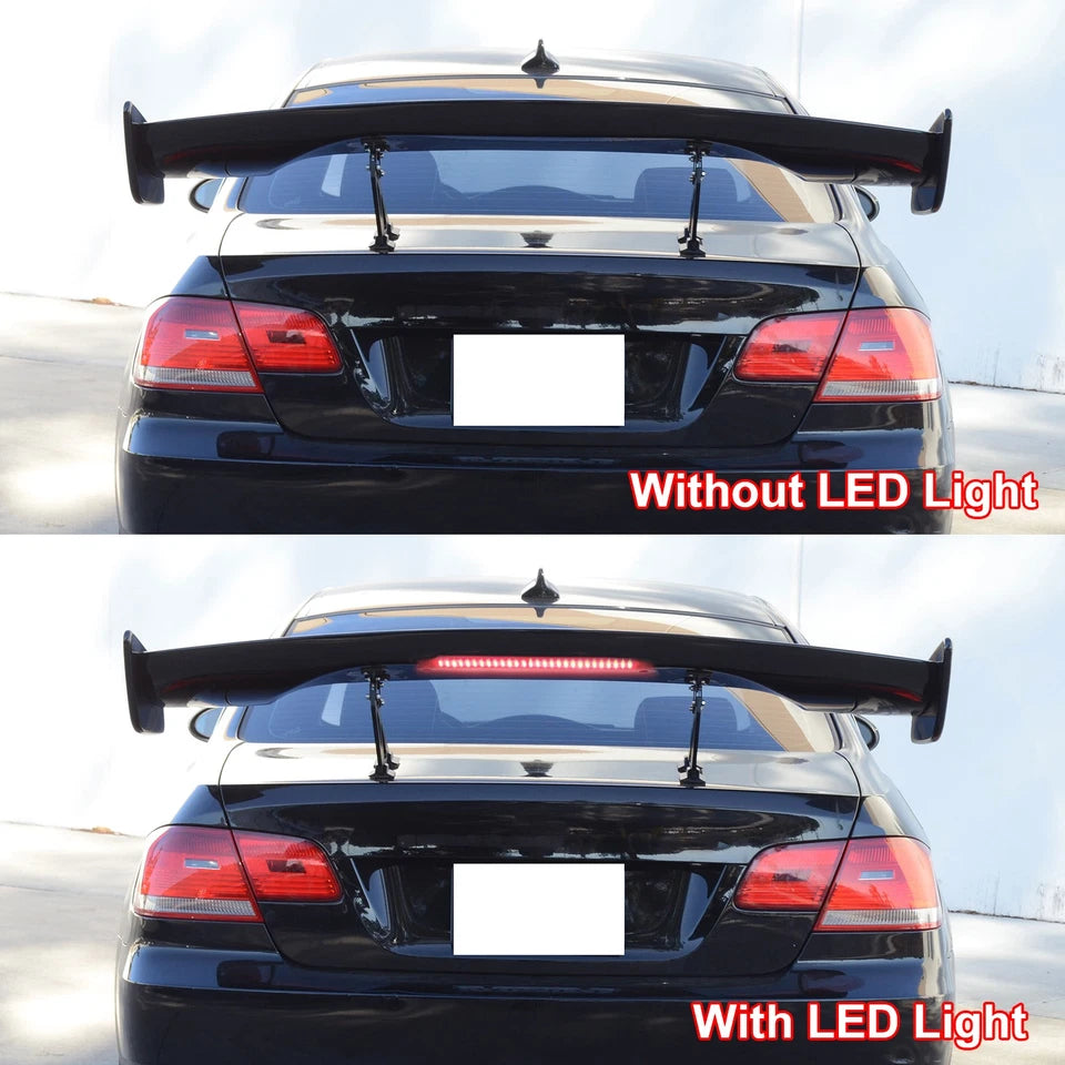Universal 57" Inch GT Rear Trunk Spoiler Wing & LED Brake Light Gloss Black ABS