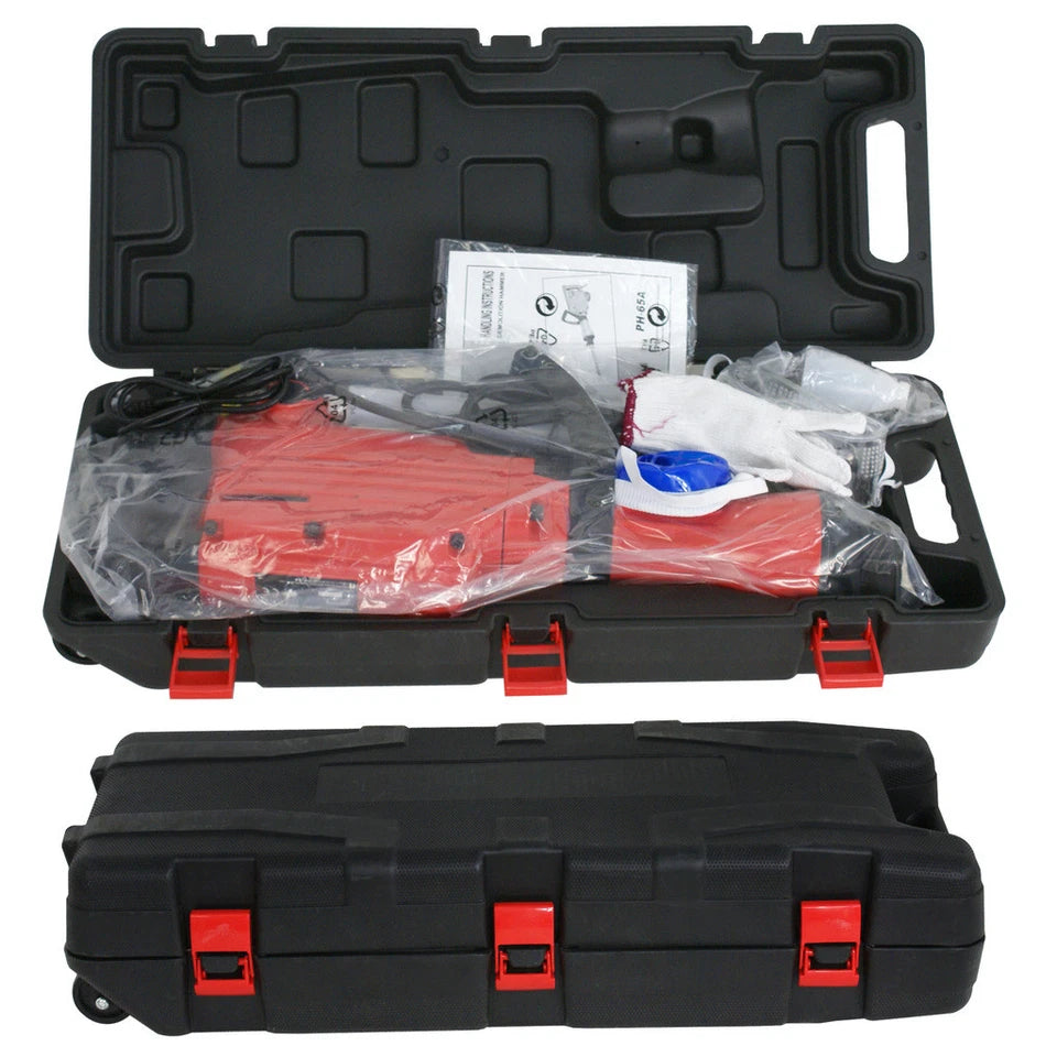 2200W Heavy Duty Electric Demolition Jack Hammer Concrete Breaker w/Case, Gloves