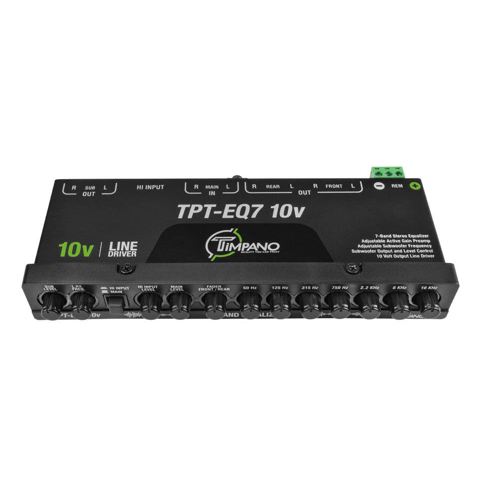 Timpano TPT-EQ7 10V 7 Band Graphic Car Audio Equalizer 6-Channel RCA Output