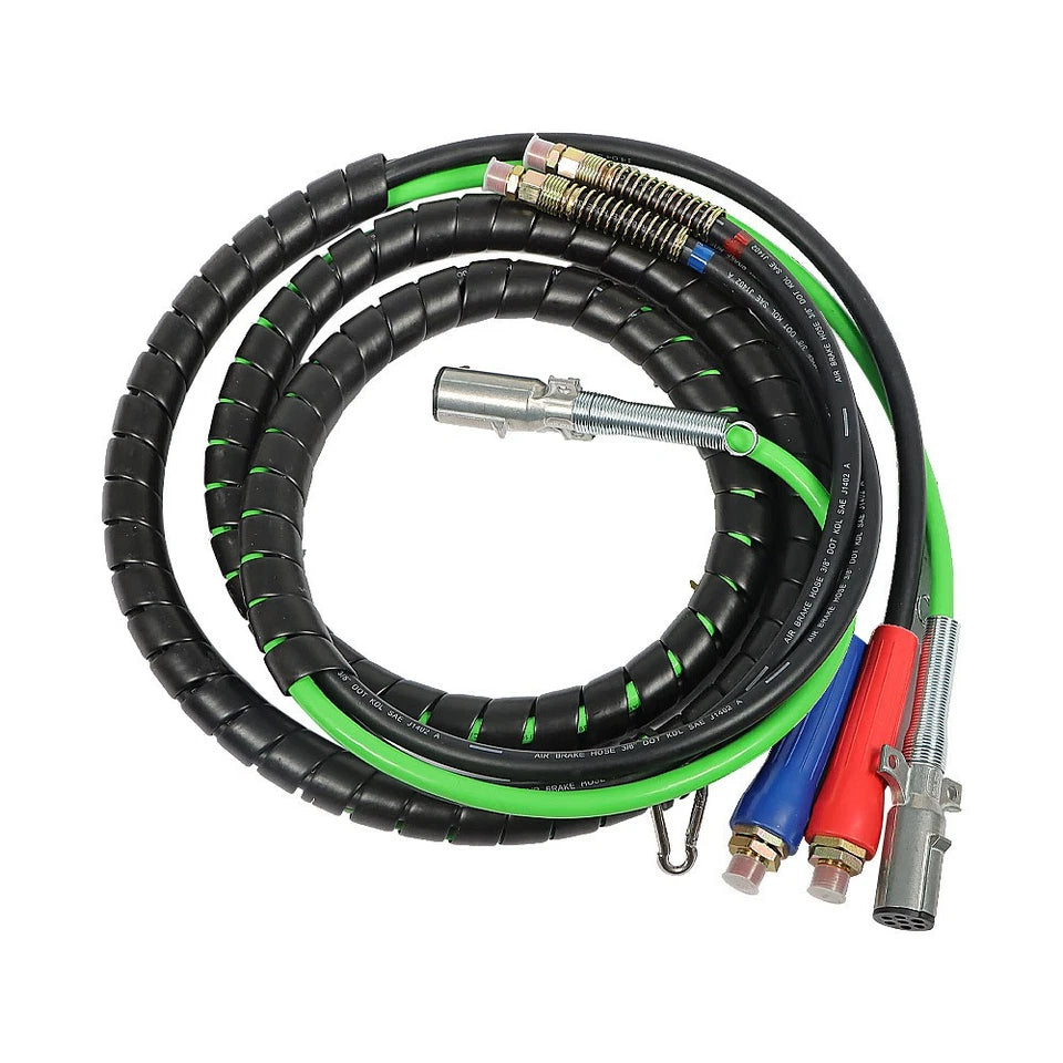 15FT 3-in-1 Wrap Set Air Line Hose（ w/Accessorie） For Semi Truck Trailer