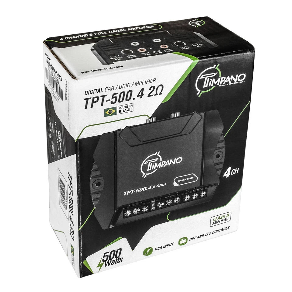 Timpano TPT-500.4 2Ω Compact 4 Channel Amplifier 500W Car Audio Digital Amp
