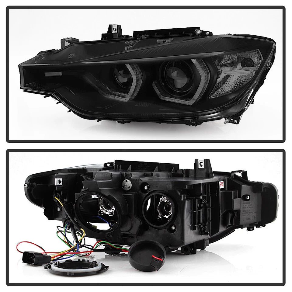 Black Smoke 2012-2015 BMW F30 328i 335i Sedan LED 3D DRL 2 Projector Headlights