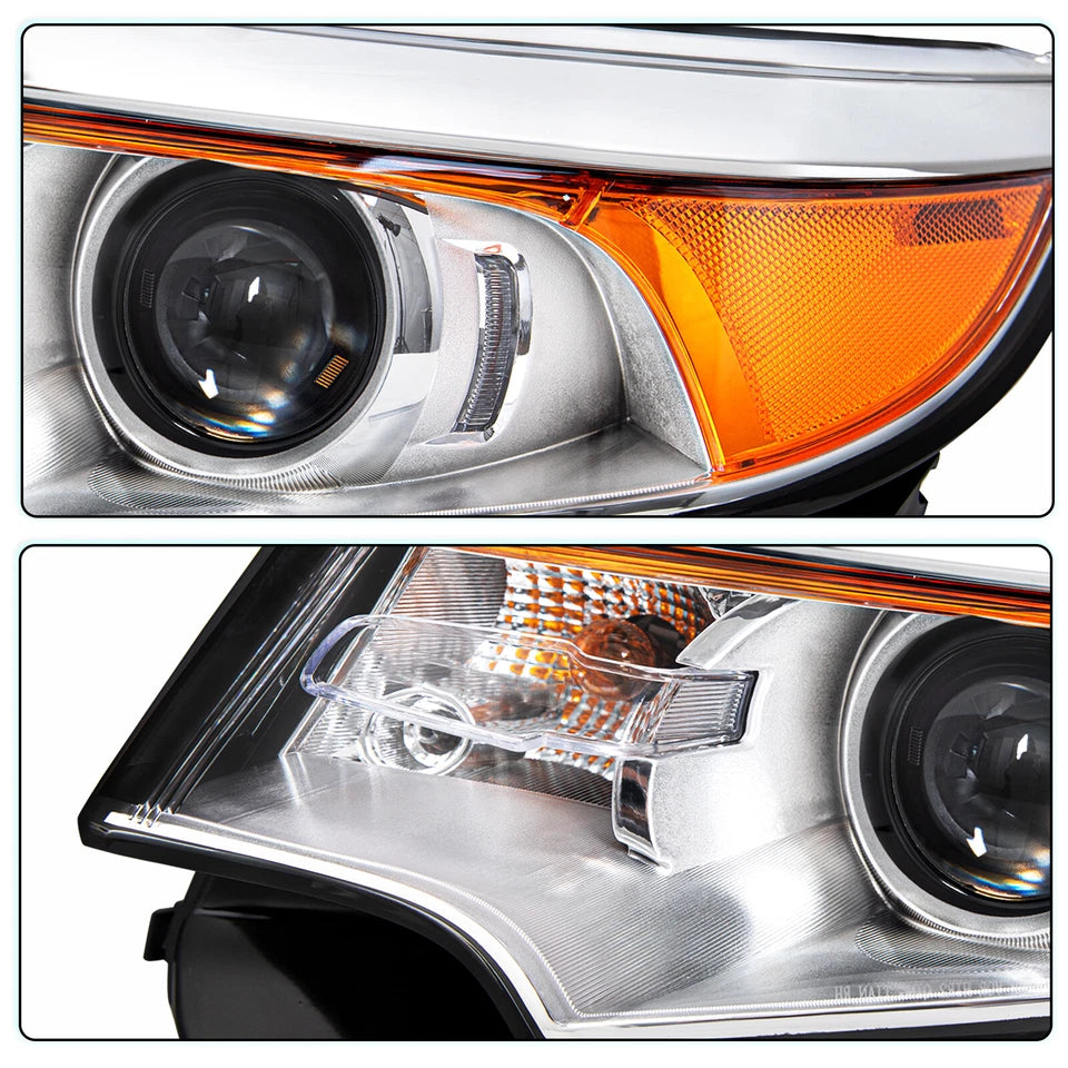 For Ford Edge 2011-2014 Projector Headlights Lamps Left+Right 5 Plugs w/Bulbs