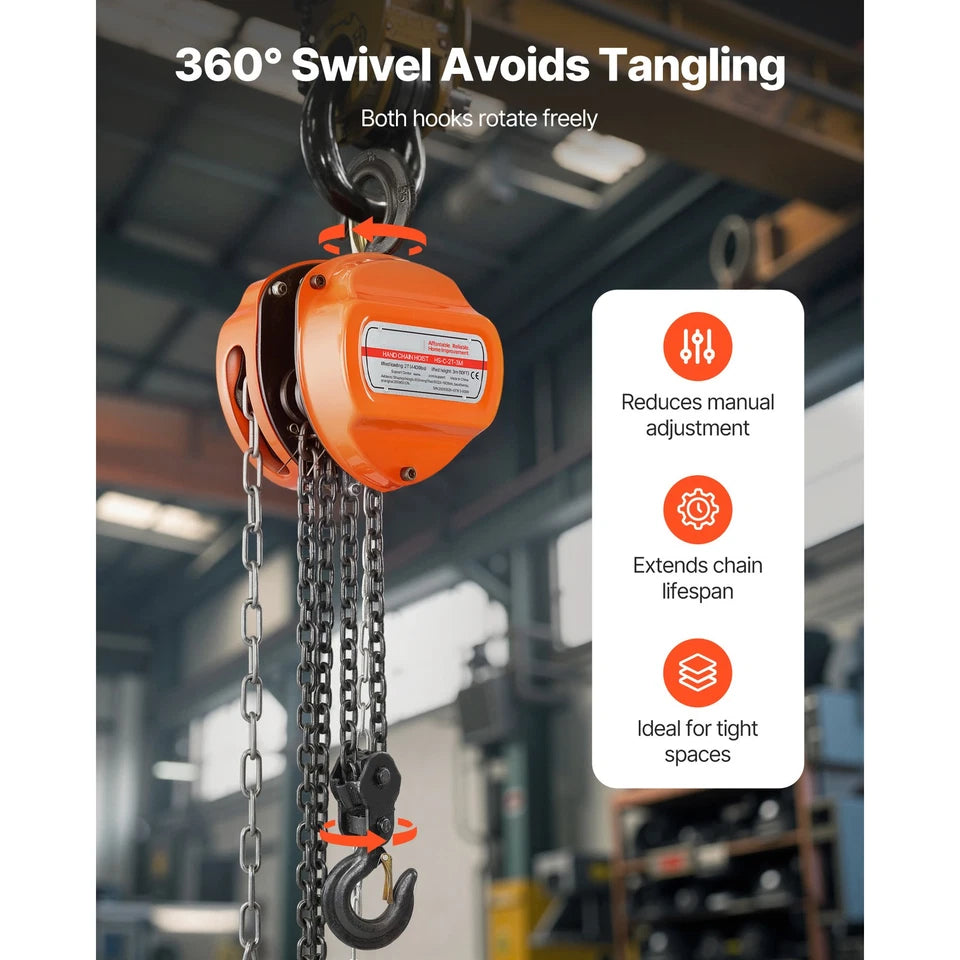 Uimoso Manual Chain Hoist 2T/4400 lbs 10 ft Lift with Durable G80 Chain