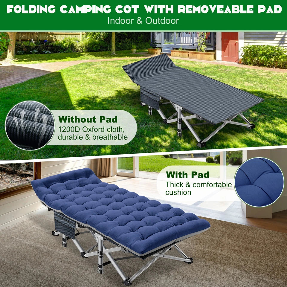 Camping Cot for Adults, Heavy-Duty Comfortable Military Army Mattress Cot & Bag