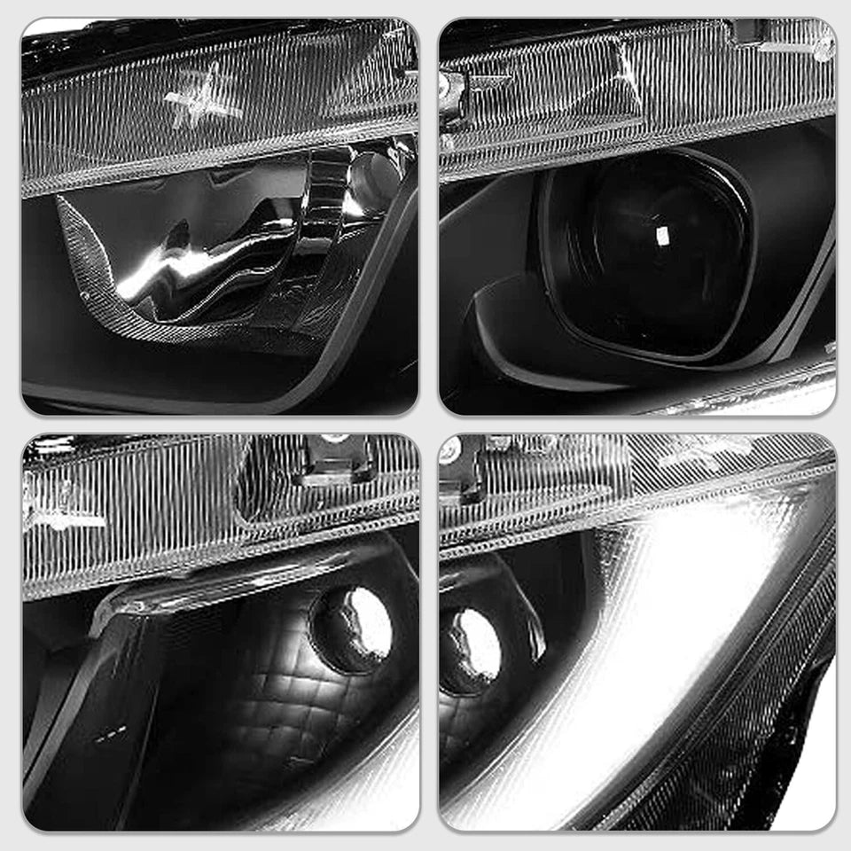 For 2016-2021 Honda Civic LED DRL Black Projector Headlights Assembly Lamps Pair