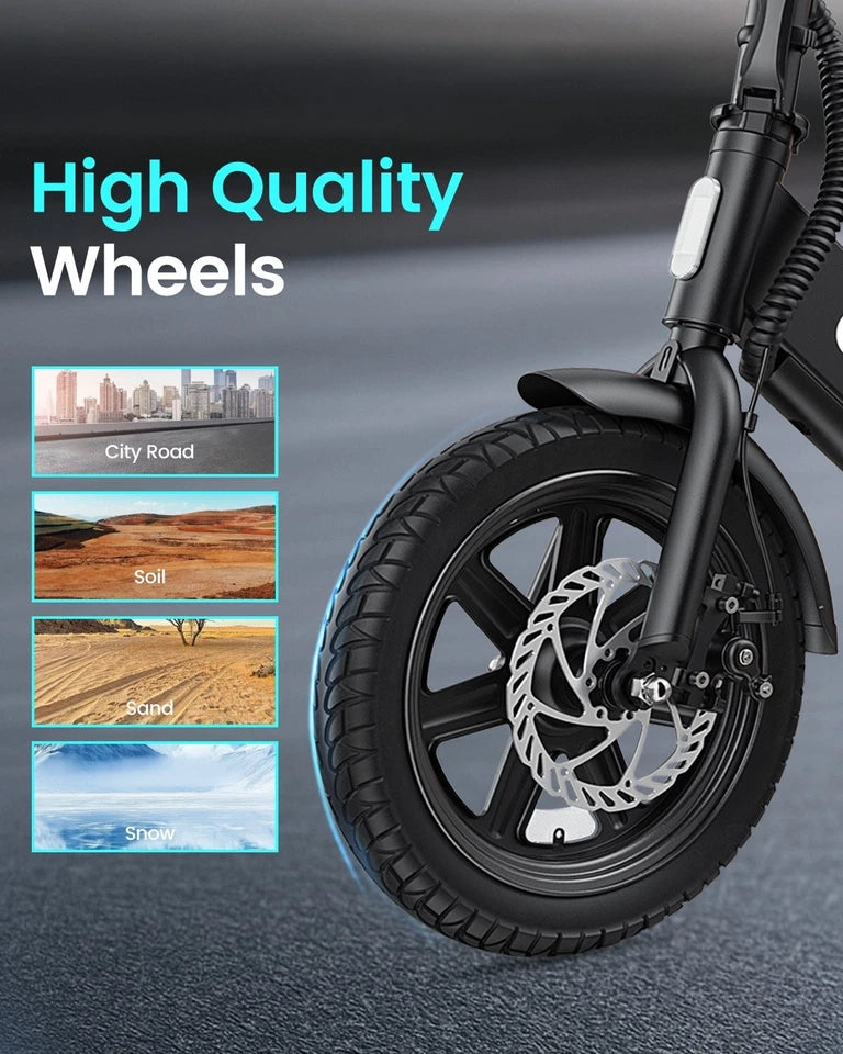 DYU 14" Folding Electric Bike for Adults Teens, 350W 36V/7.8AH, Commuter City