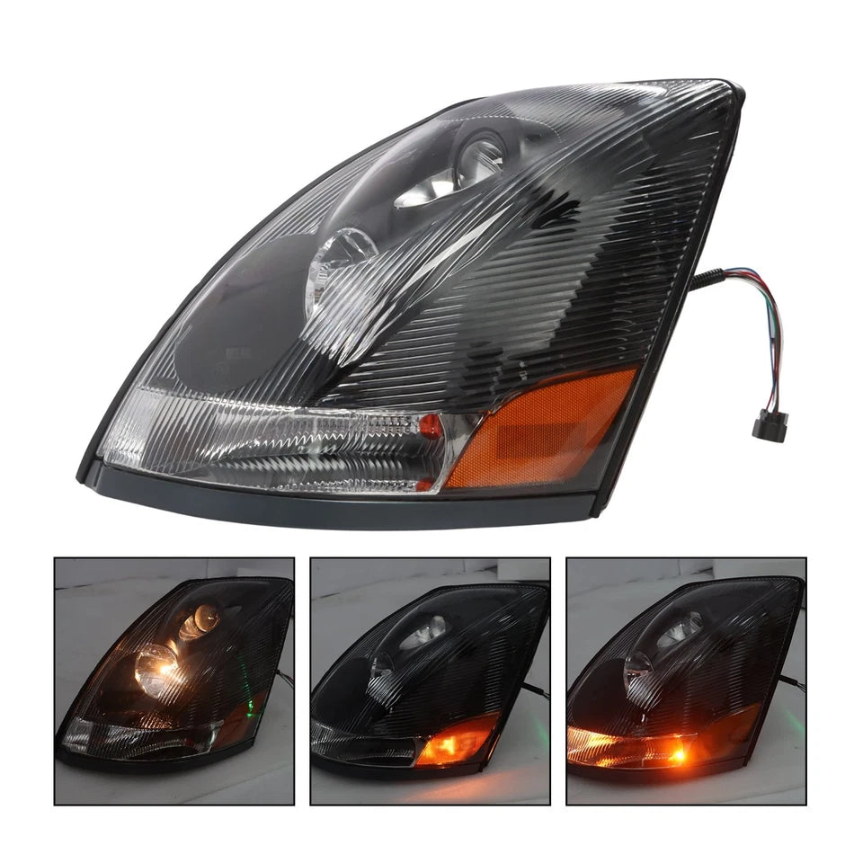 Halogen Headlight Set Pair For Volvo VNL 2004-2017 Semi Truck Black Projector