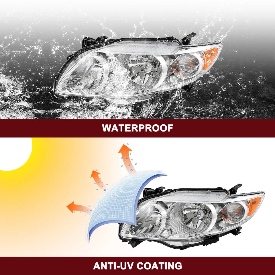 For 2009 2010 Toyota Corolla Chrome Headlights