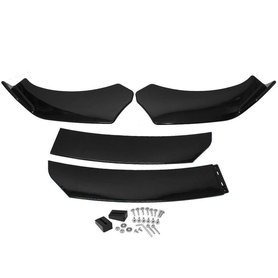 For Hyundai Elantra Black Front Bumper Lip Spoiler Splitter+Side Skirt+Rear Lip