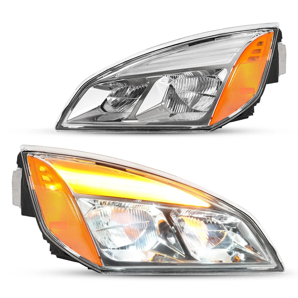 For Freightliner Cascadia 2018-2025 2022 23 Full LED Chrome Headlights Headlamps