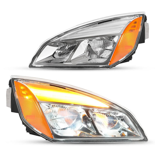 For Freightliner Cascadia 2018-2025 2022 23 Full LED Chrome Headlights Headlamps