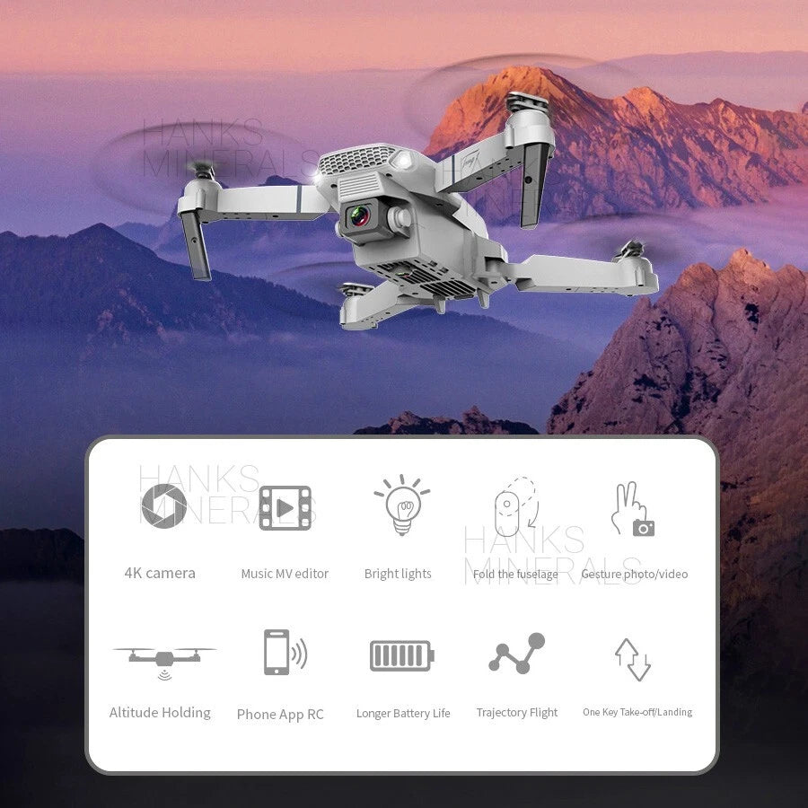 Drone 2026 4K HD Dual Camera WiFi FPV RC Foldable Quadcopter + 4 Batteries