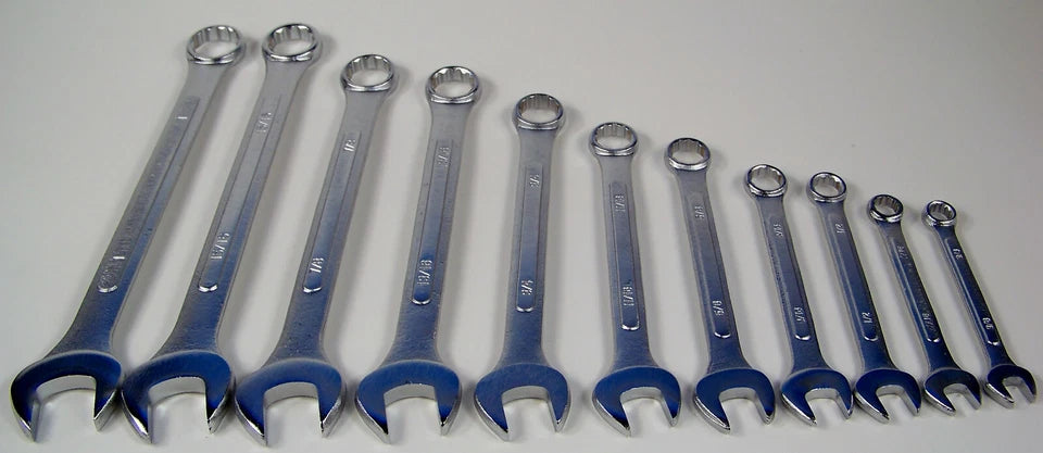 11pc SAE COMBINATION Open End Box WRENCH Set combo w/ Pouch BIG upto 1" 12" LONG