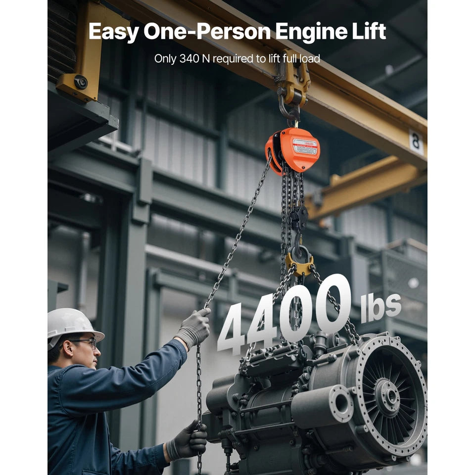 Uimoso Manual Chain Hoist 2T/4400 lbs 10 ft Lift with Durable G80 Chain