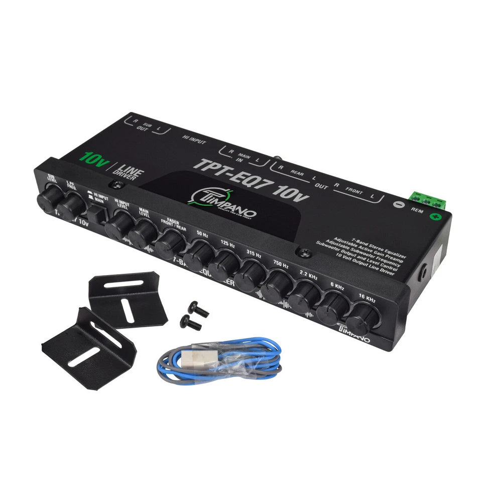 Timpano TPT-EQ7 10V 7 Band Graphic Car Audio Equalizer 6-Channel RCA Output