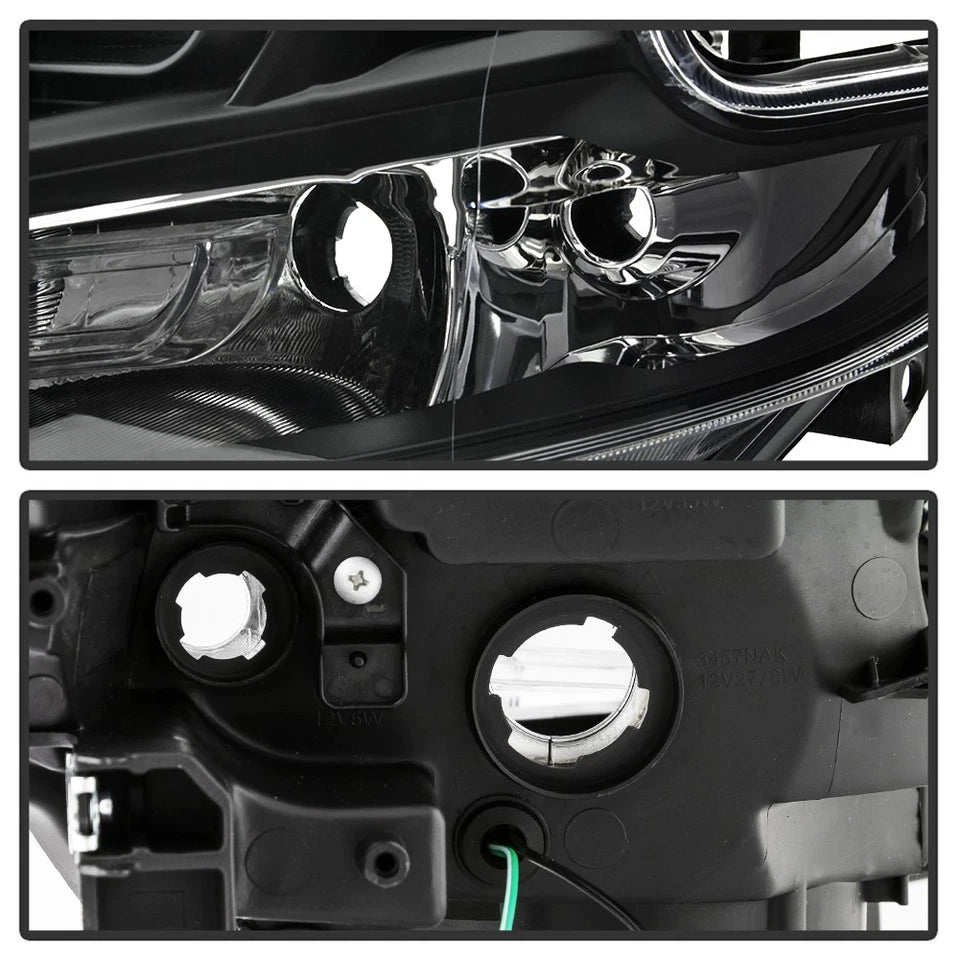 Black For 2009-2014 Maxima Square Projector Headlights w/DRL LED Light Tube sets