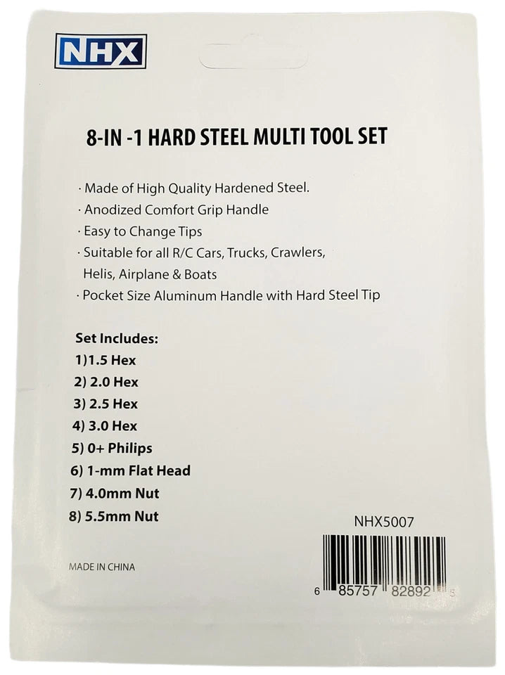 NHX RC 8-1 Hard Steel Tool Hex Nut Driver Set 1.5/2.0/2.5/3.0/0+ Flat/1-/4/5.5