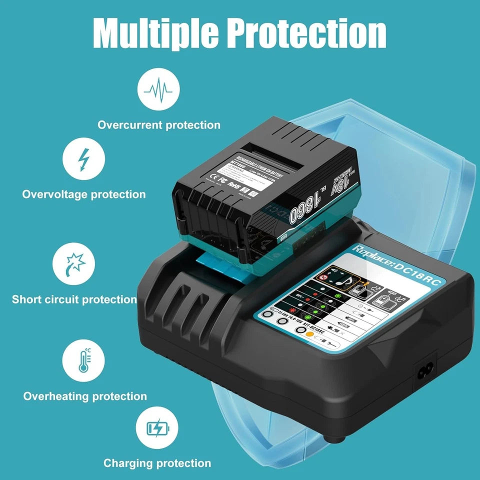 2PACK 18V For Makita 6.5Ah Lithium-Ion LXT Battery BL1830 BL1850 with Charger